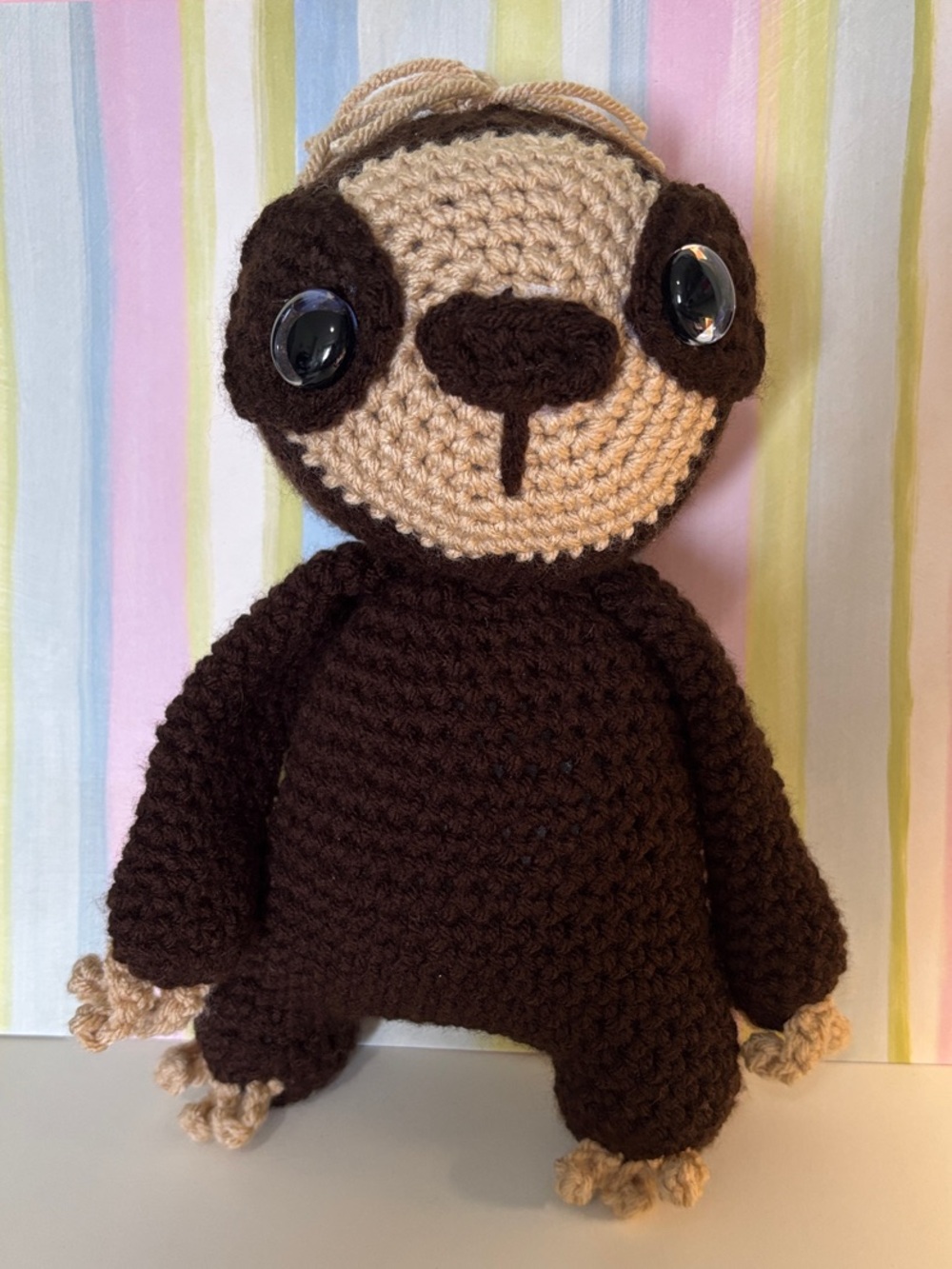 Sloth, Brown & Cream Crochet plushy